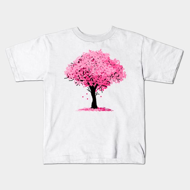 Sakura Tree Kids T-Shirt by citypanda